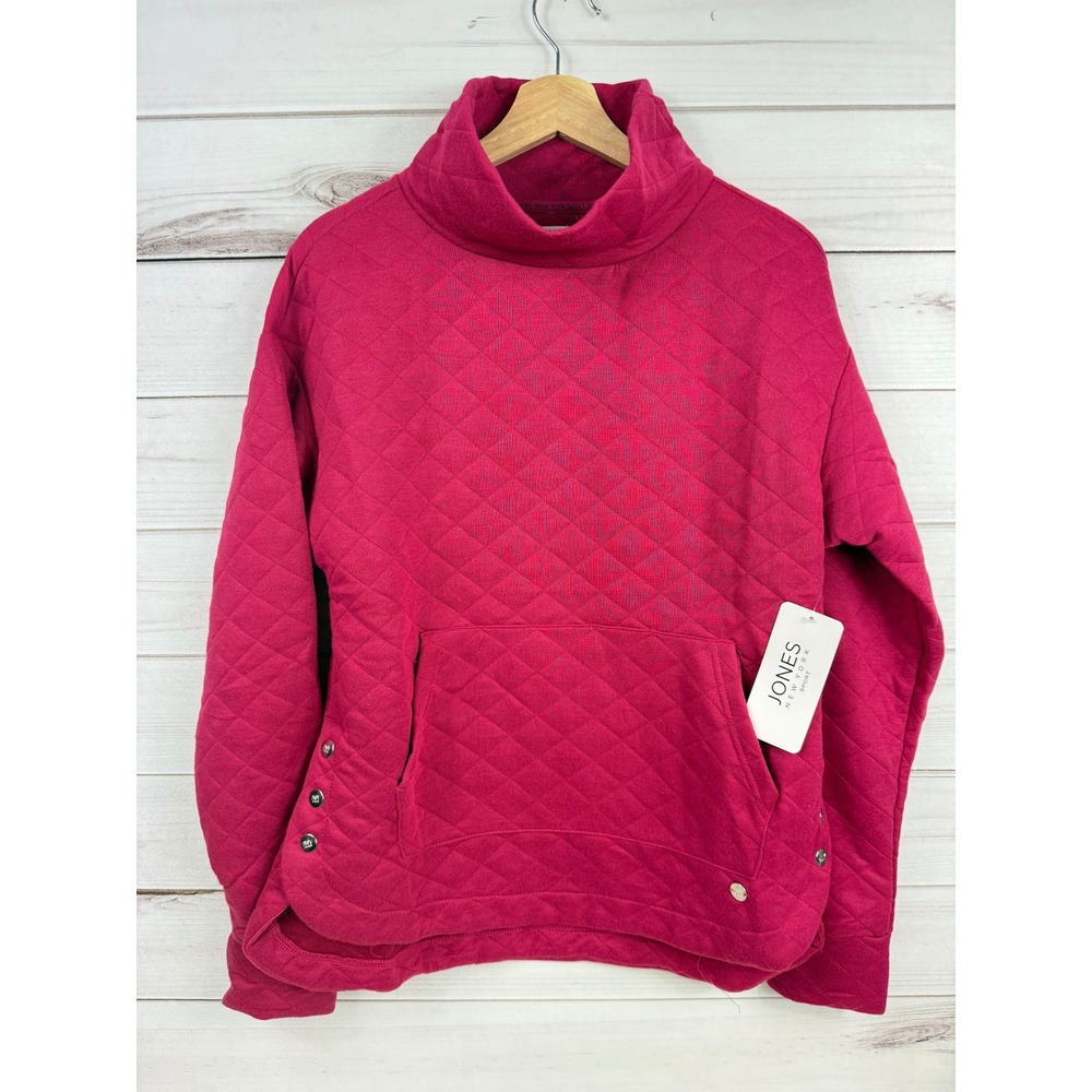Jones New York Sport Quilted Mock Neck Pocket Pullover Top Women's Large‎